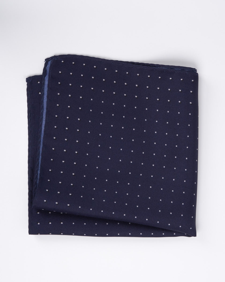 Silk Scarf - Blue with White Dots