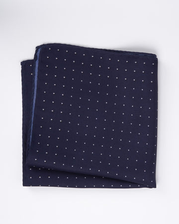 Pañuelo de Seda - Azul con Puntos blancos