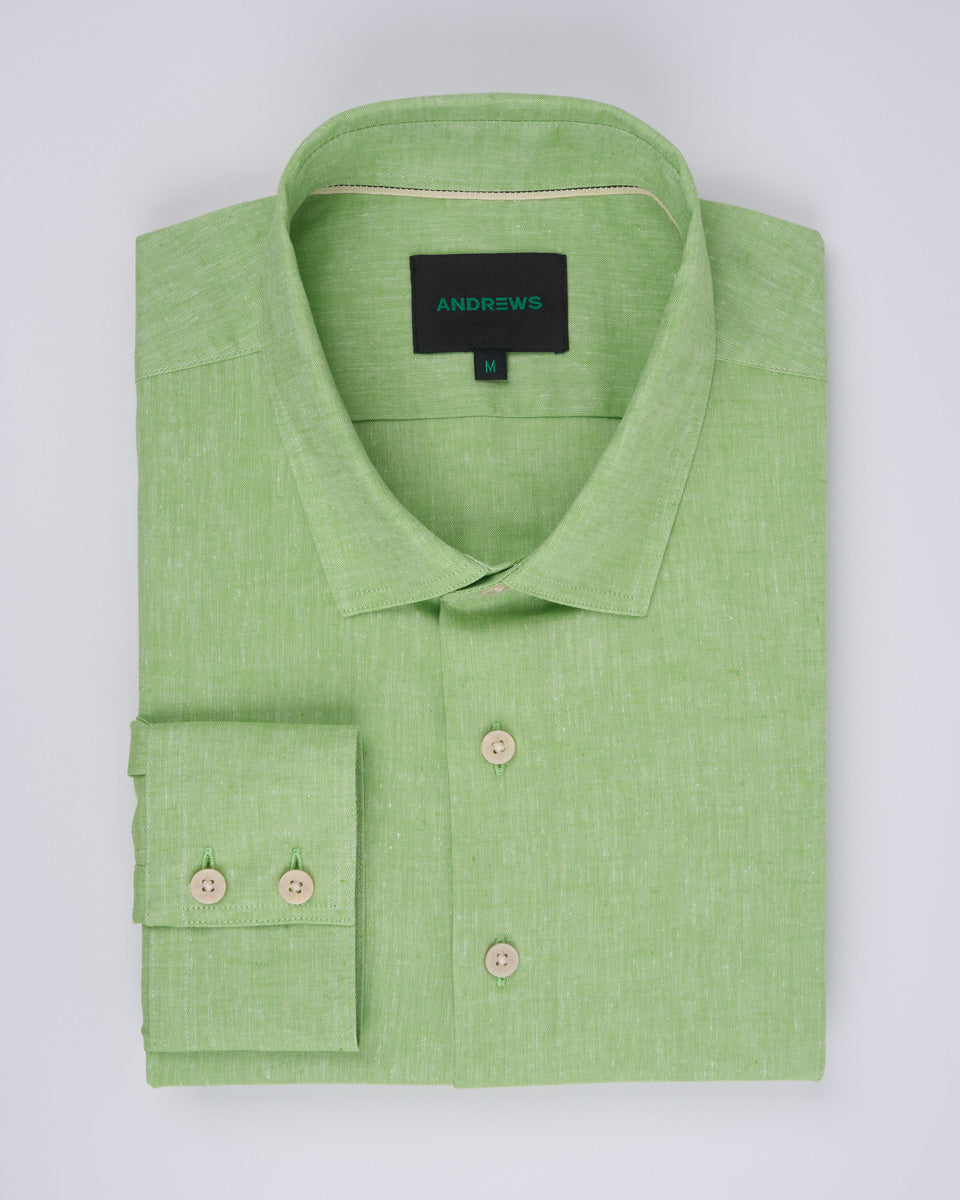 Camisa Casual de Lino - Verde Limon