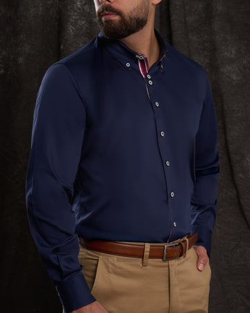 Camisa Casual Satinada - Azul