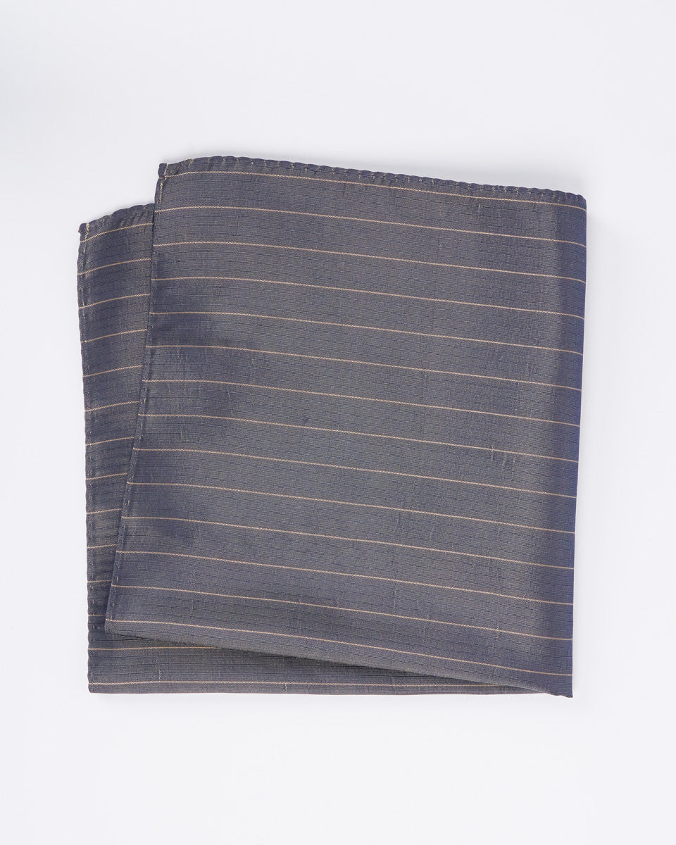 Silk Scarf - Dark Gray with Stripes