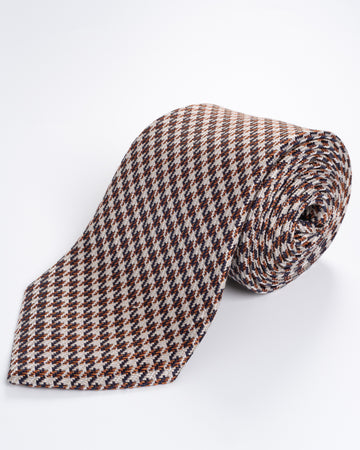 Corbata Fondo Marron Claro Con Diseños Negros