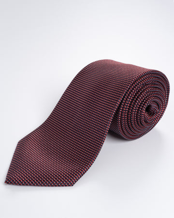 Corbata Fondo Burdeos con Puntos Blancos y Azules