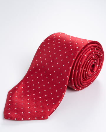Corbata Fondo Rojo con Puntos Blancos