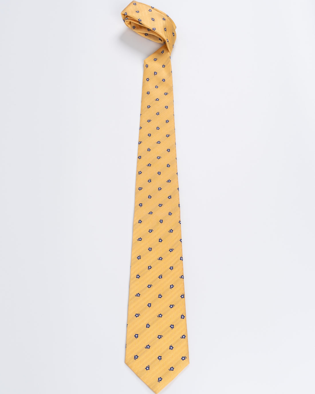 Corbata Fondo Amarillo con Flores Azules