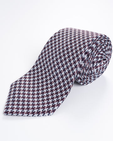 Corbata Fondo Gris con Diseños Burdeos