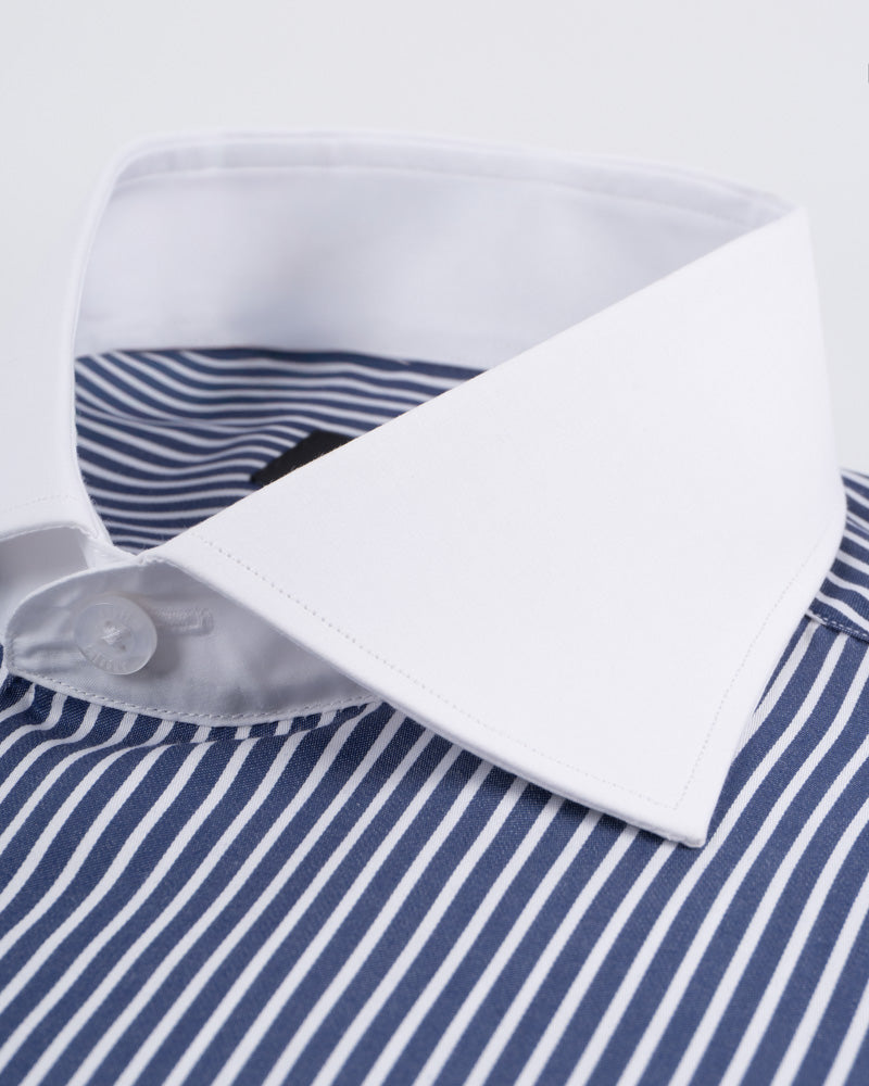Twill Dress Shirt - Italian Collar, Double Cuff, Regular Fit, White