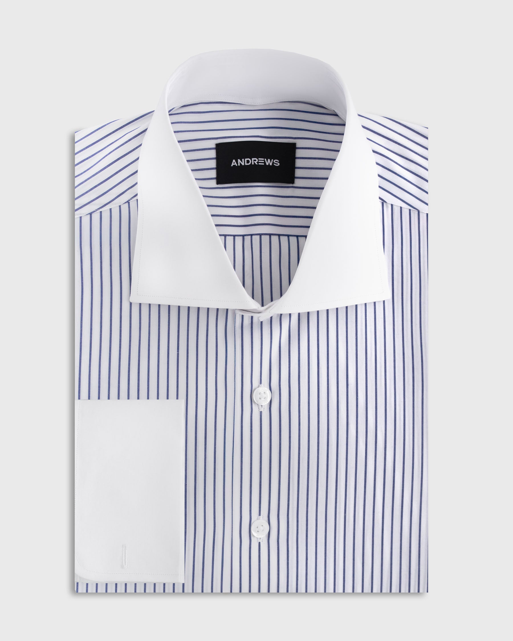 Twill Dress Shirt - Italian Collar, Double Cuff, Regular Fit, White