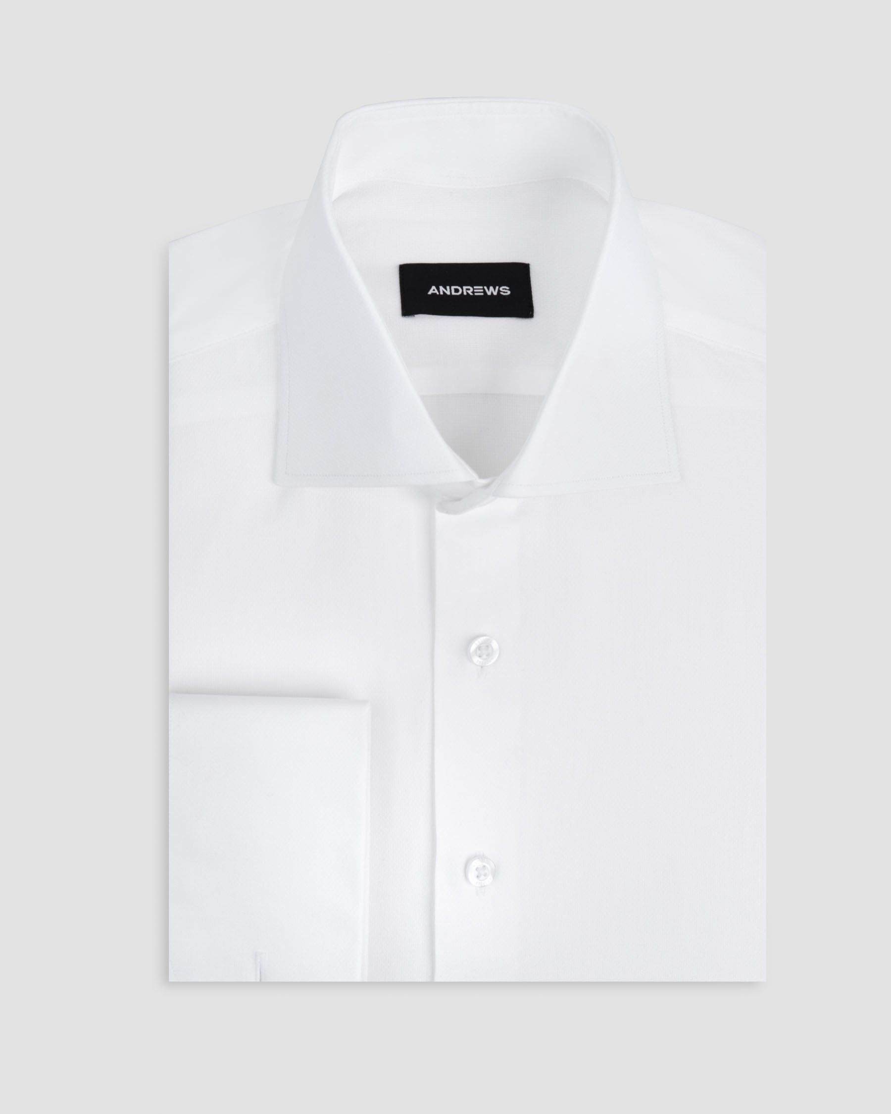 Twill Dress Shirt - Italian Collar, Double Cuff, Regular Fit, White