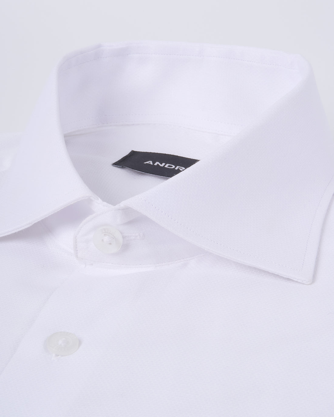 Camisa Vestir dobby - Cuello Italiano  gemelo redondo Blanco