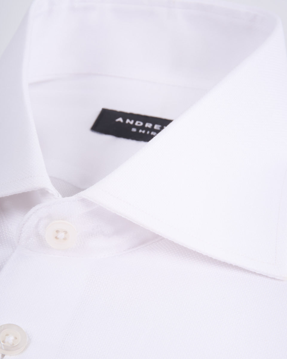 Camisa Vestir oxford - Cuello Italiano  puño gemelo regular blanco