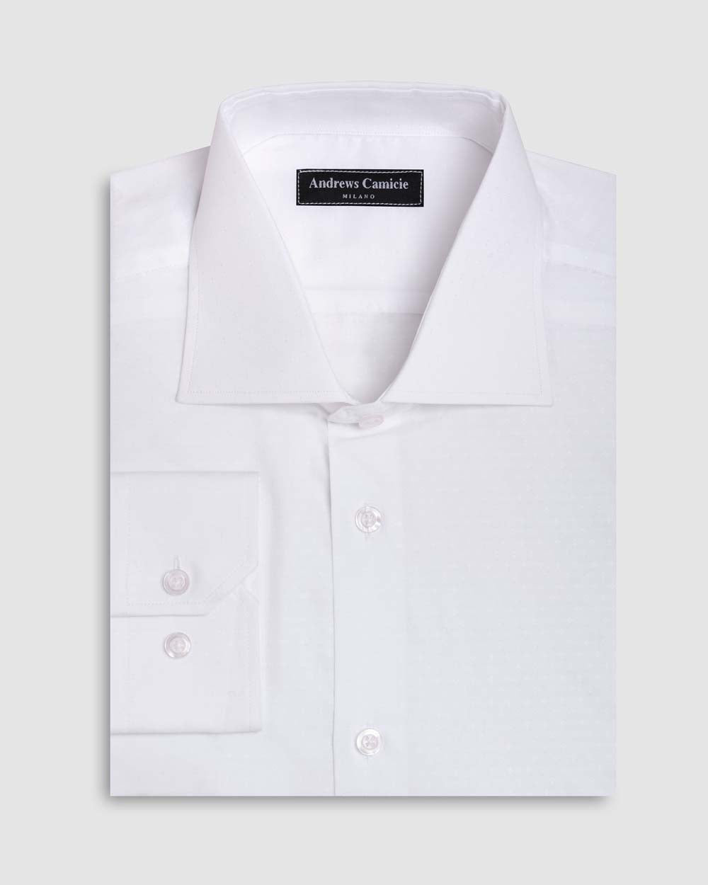 Dobby Dress Shirt - Italian Collar, Regular Single Cuff, White