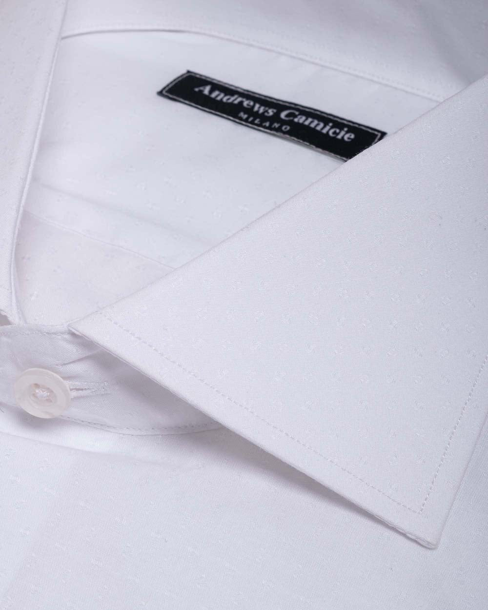 Camisa Vestir dobby - Cuello Italiano  puño simple regular blanco