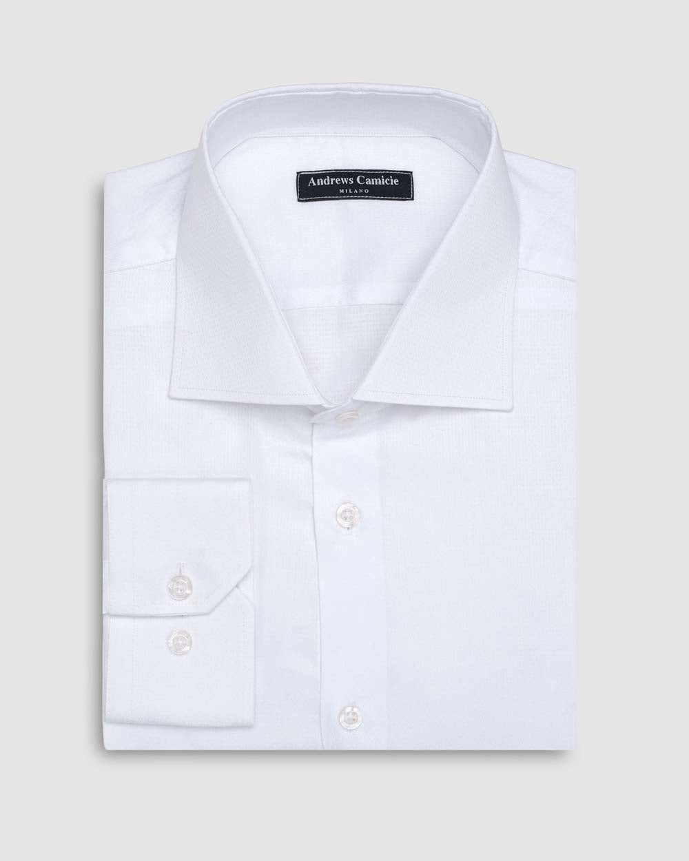 Dobby Dress Shirt - Italian Collar, Regular Single Cuff, White
