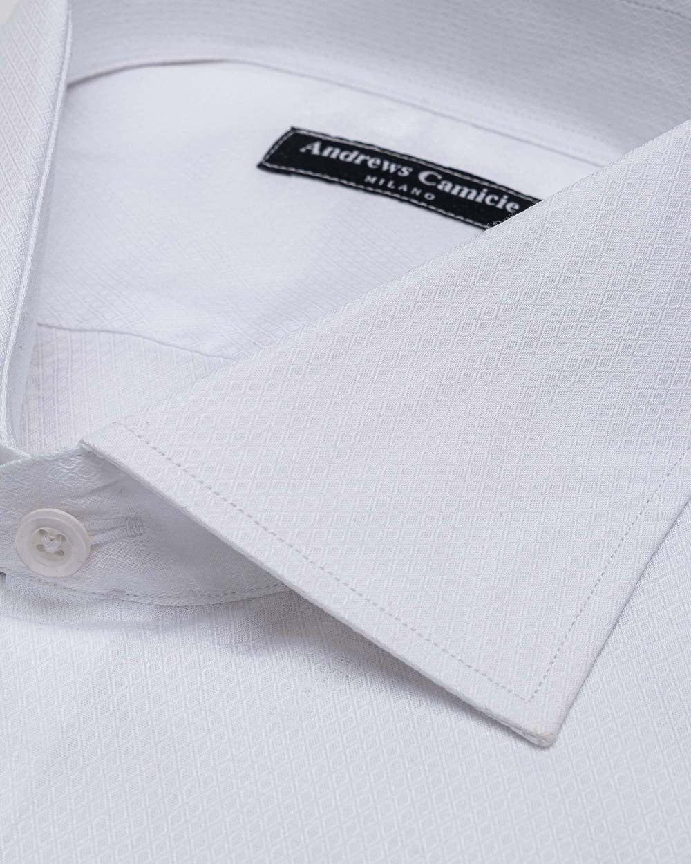 Camisa Vestir dobby - Cuello Italiano  puño simple regular blanco