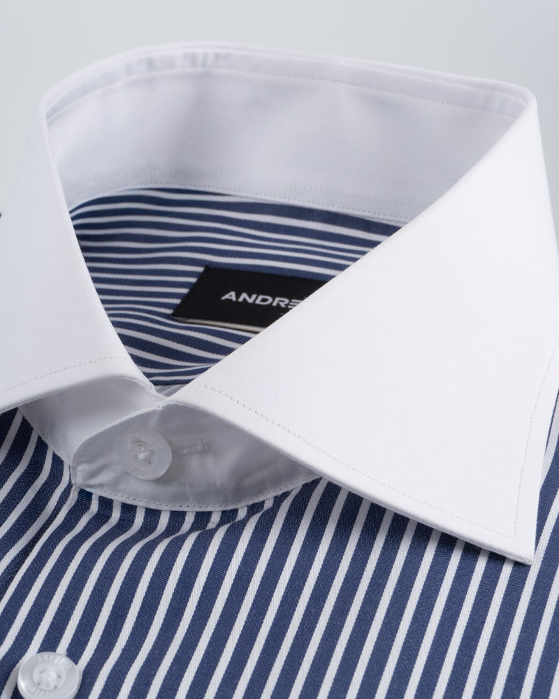 Twill Dress Shirt - Italian Collar, Double Cuff, Regular Fit, White