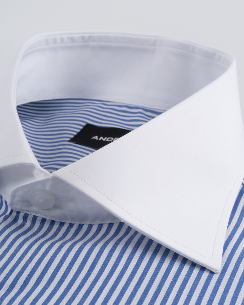 Twill Dress Shirt - Italian Collar, Double Cuff, Regular Fit, White
