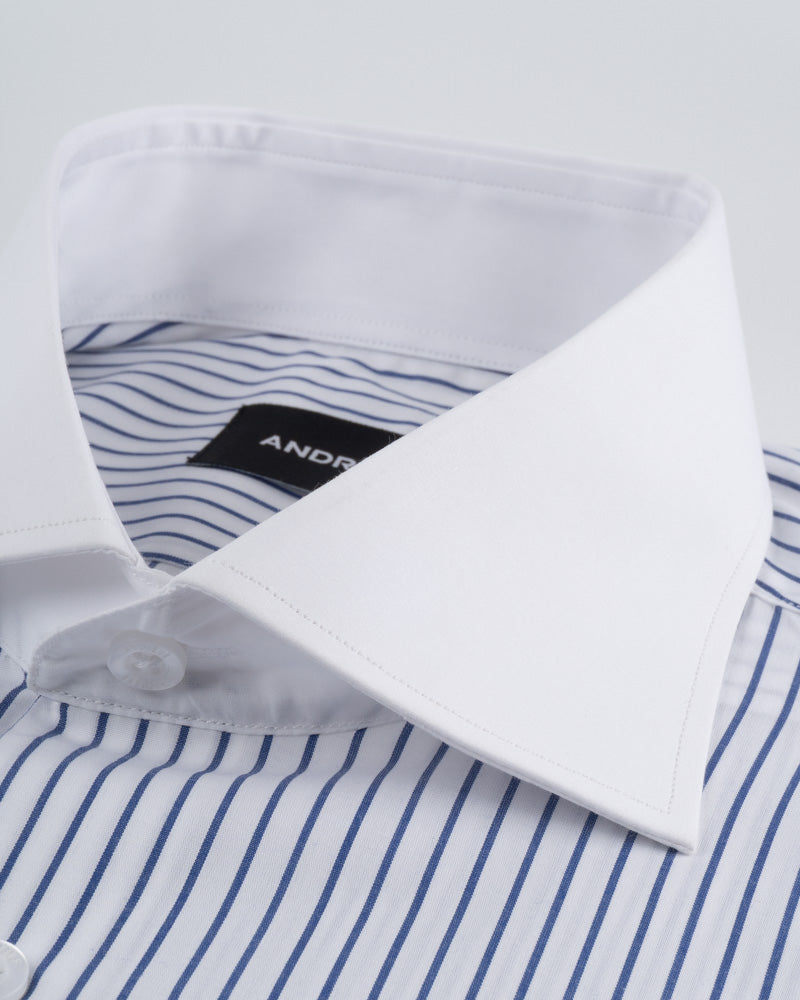 Twill Dress Shirt - Italian Collar, Double Cuff, Regular Fit, White