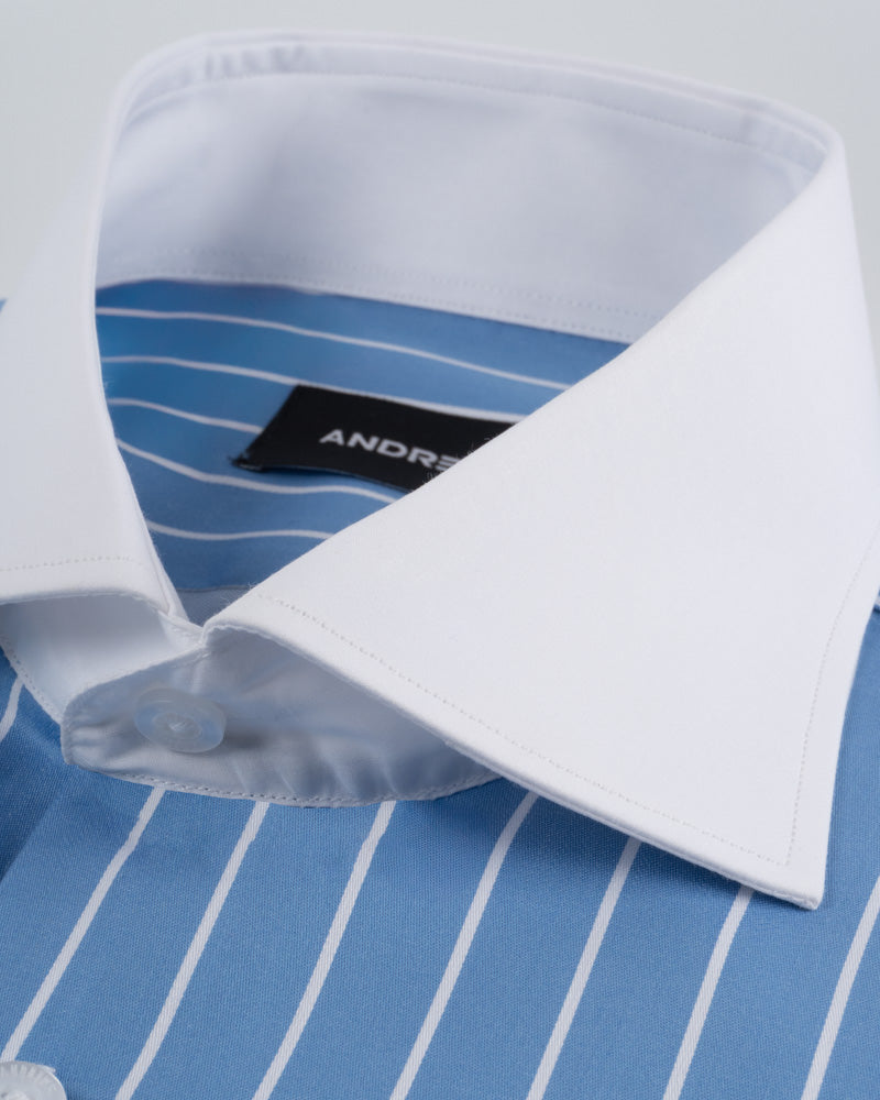 Twill Dress Shirt - Italian Collar, Double Cuff, Regular Fit, White