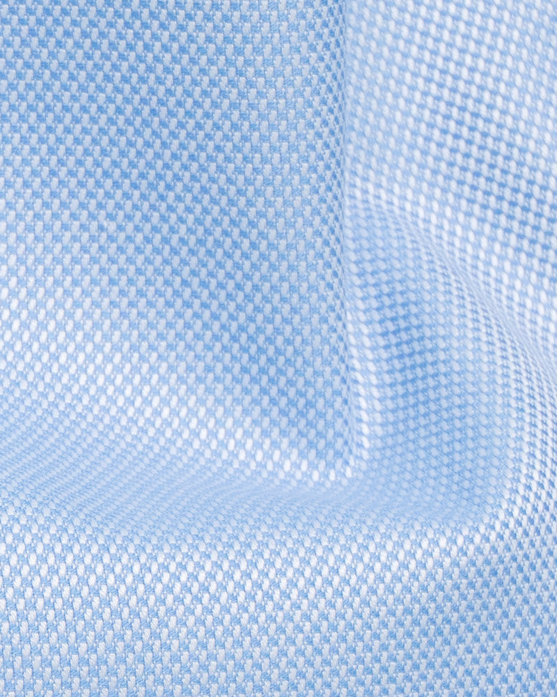 Camisa Vestir - Celeste Tela Premium - Cuello y puño simple Blanco