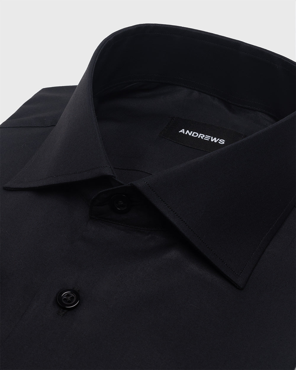 Camisa Vestir Negra con Puño Redondo