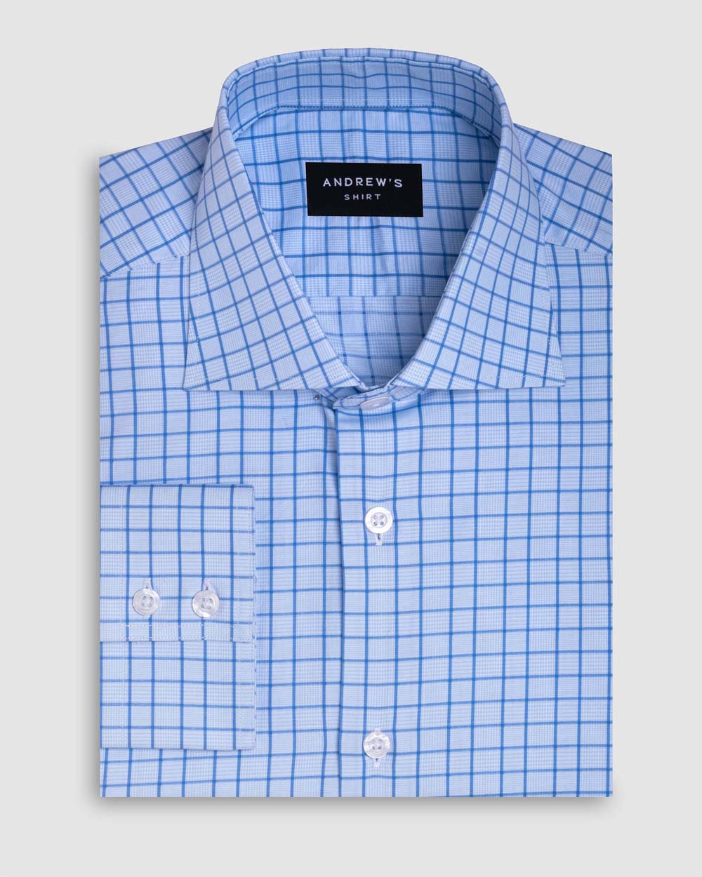 Twisted poplin dress shirt - Italian collar, 2-button cuff, regular blue