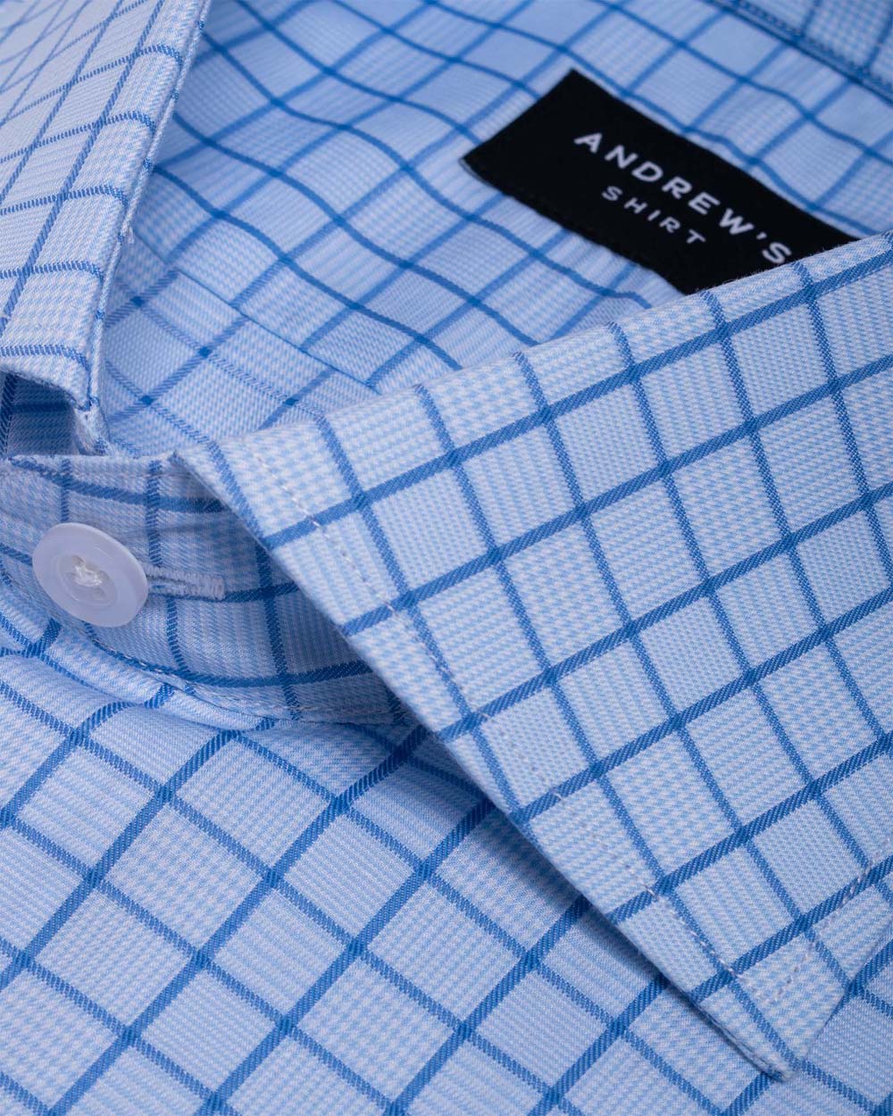 Camisa Vestir popelin retorcido - Cuello Italiano  Puño 2 botones regular azul