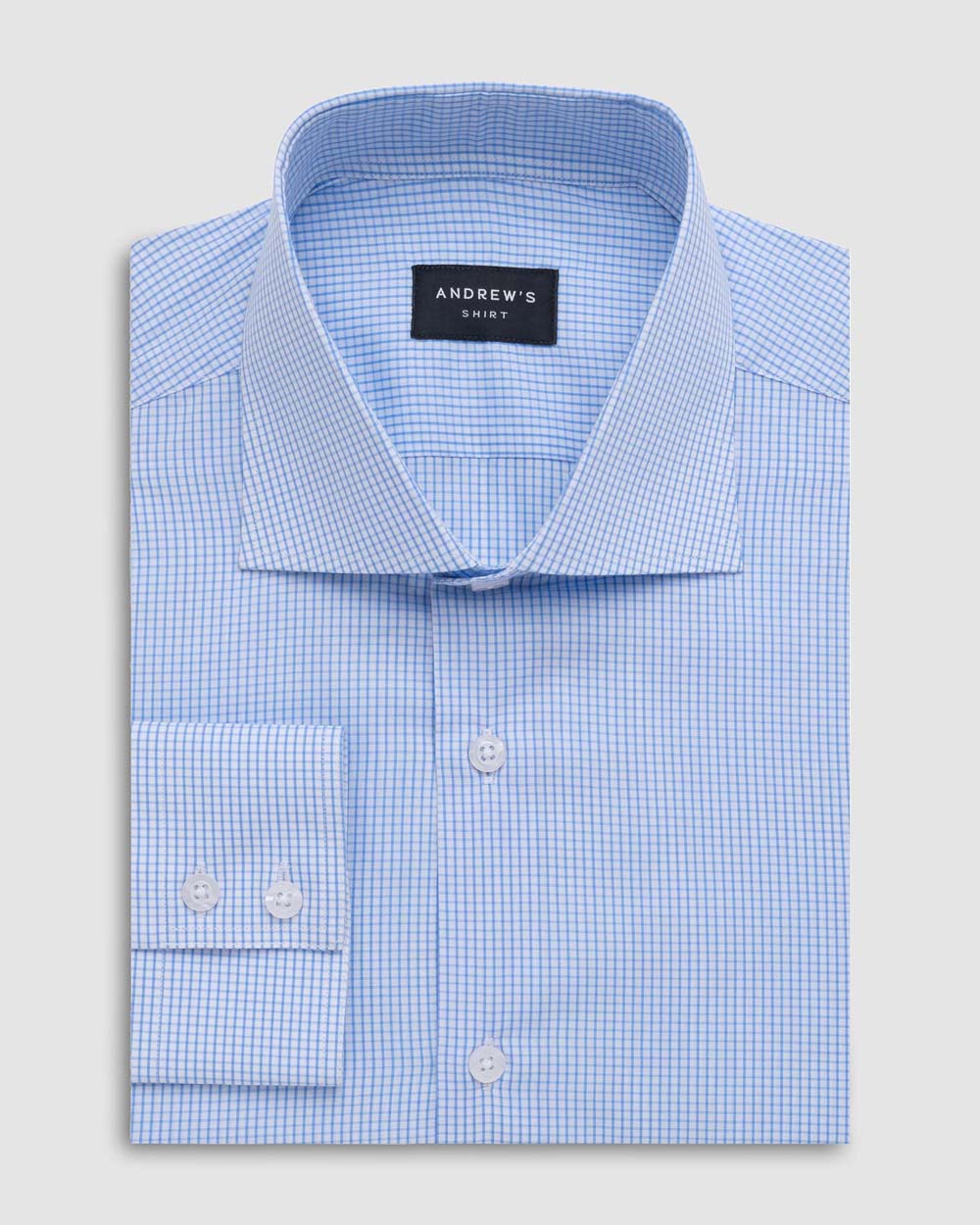 Poplin Dress Shirt - Italian Collar, 2-Button Cuff, Regular Blue