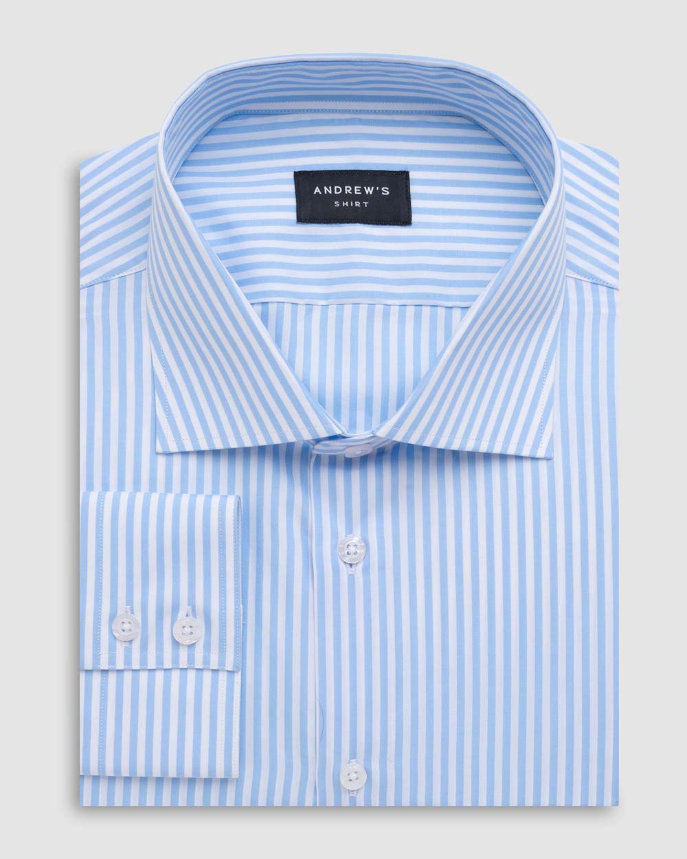 Camisa Vestir popelin retorcido - Cuello Italiano  Puño 2 botones regular azul