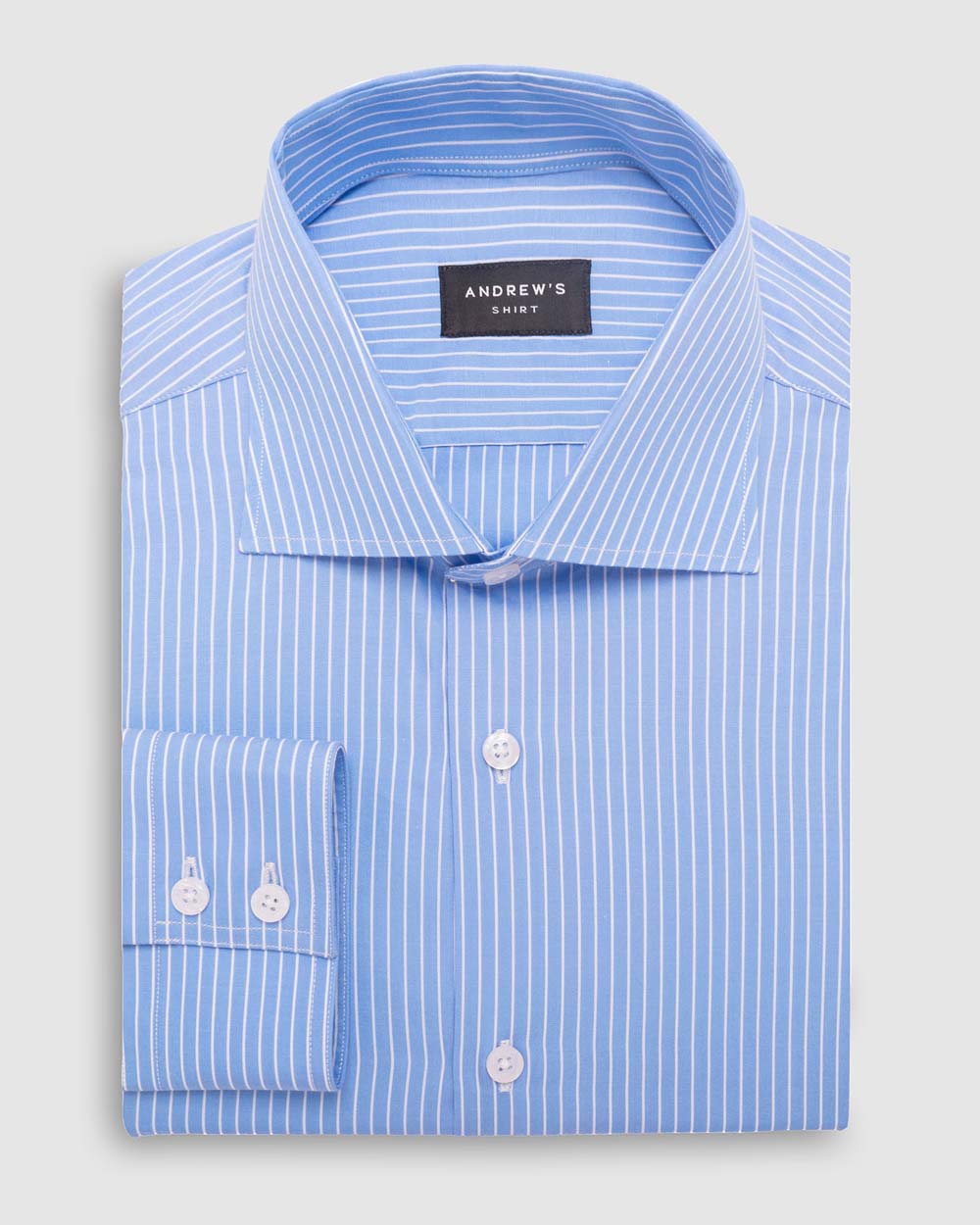 Twisted poplin dress shirt - Italian collar, 2-button cuff, regular blue