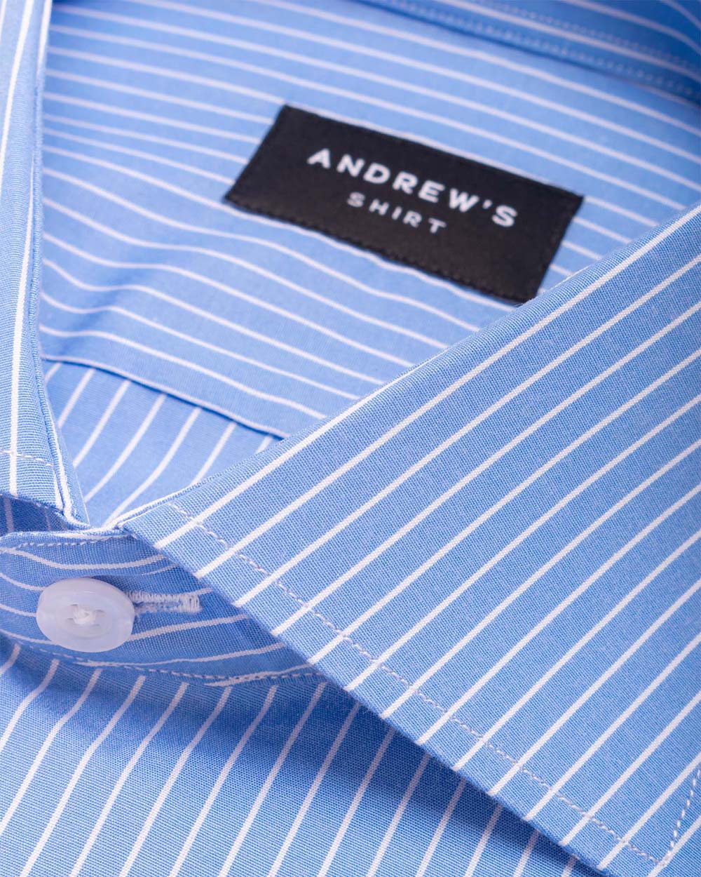 Camisa Vestir popelin retorcido - Cuello Italiano  Puño 2 botones regular azul