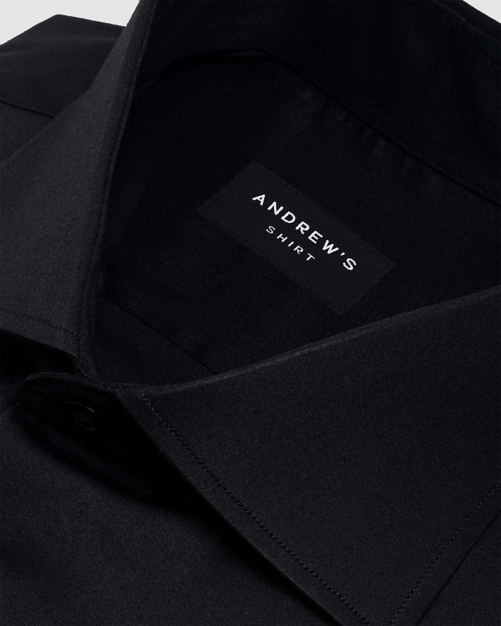 Camisa Vestir popelin retorcido - Cuello Italiano  Puño 2 botones regular negro