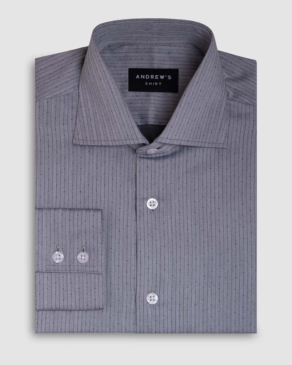 Twill Dress Shirt - Italian Collar, Cuff, 2 Buttons, Regular Gray