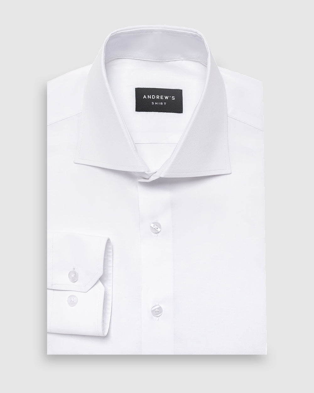 Camisa Vestir dobby satín - Cuello Italiano  Puño simple regular blanco