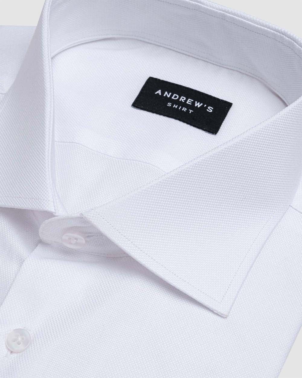 Camisa Vestir Oxford - Cuello Italiano  Puño simple regular blanco