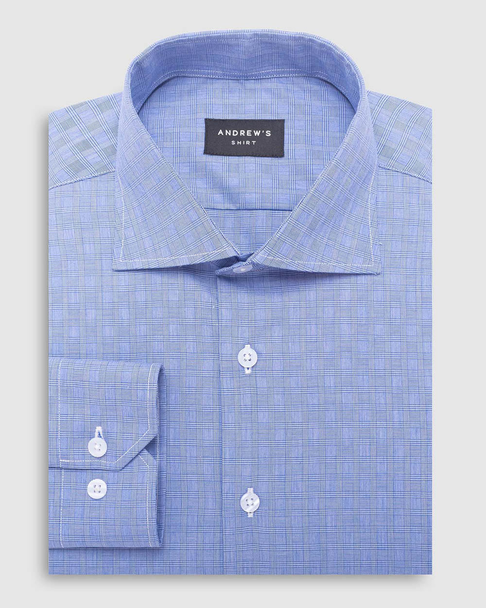 Twisted poplin dress shirt - Italian collar, single cuff, 2 adjustable buttons, regular blue