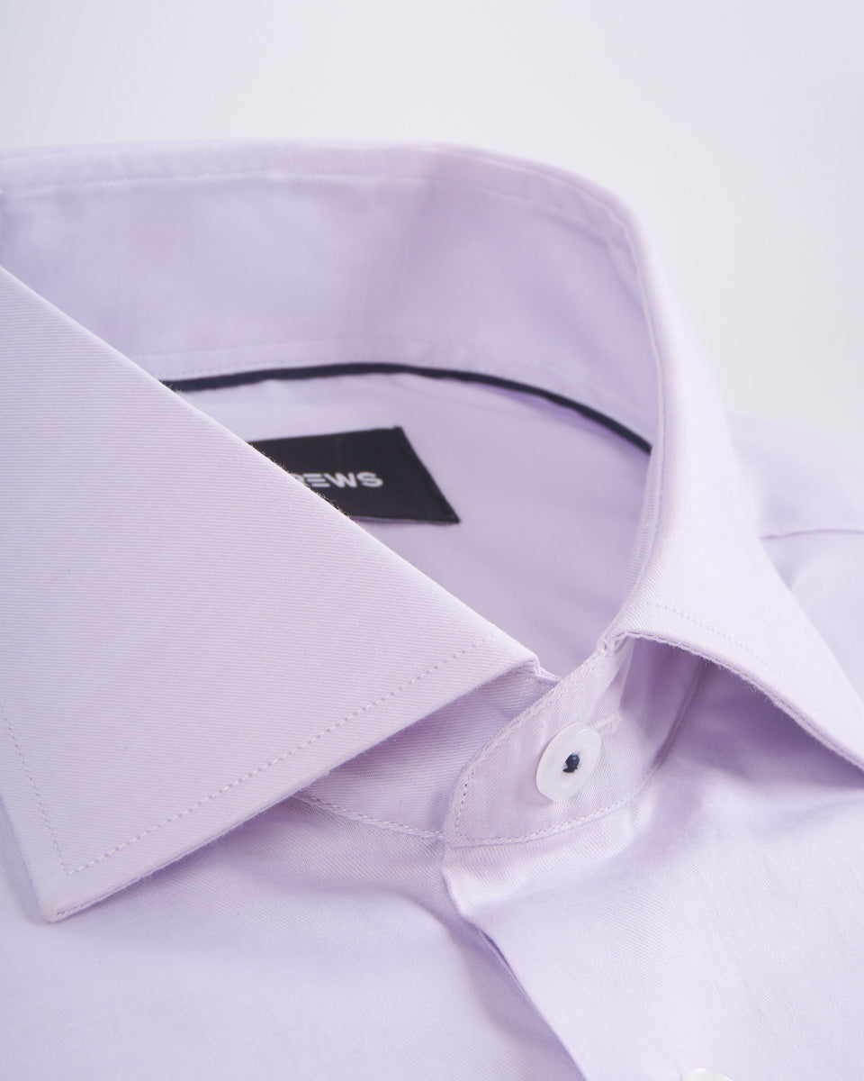 camisa vestir - Cuello Italiano Lila