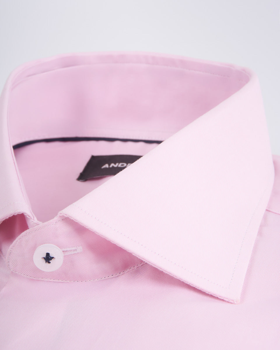 camisa vestir micro twill - Cuello Italiano  puño redondo 2 botones regulable Rosado