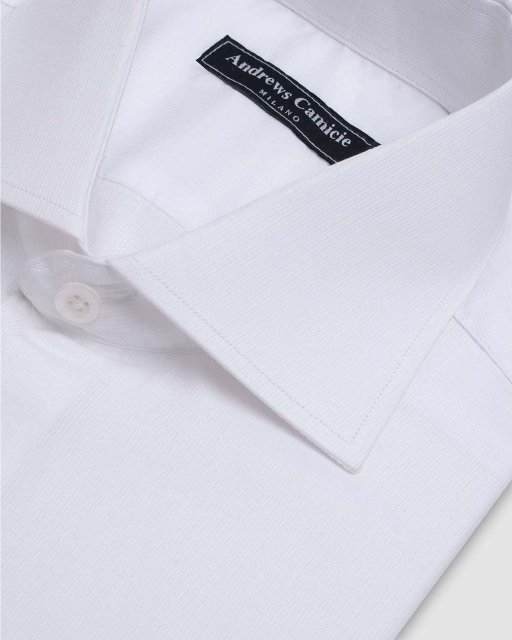 Camisa Vestir oxford - Cuello Italiano  puño gemelo regular blanco