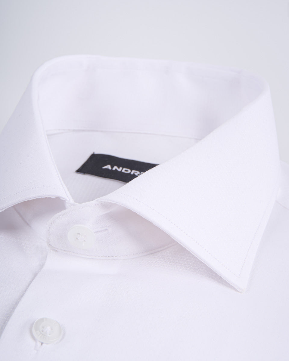 Camisa de Vestir Blanca con Microdetalles