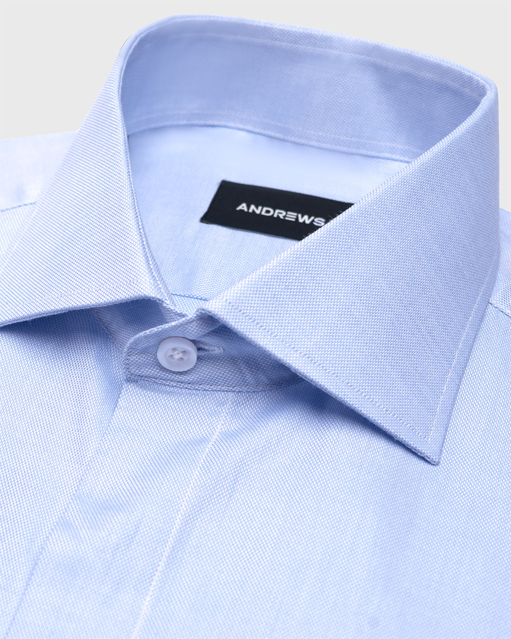 Camisa Vestir dobby - Cuello Italiano  puño doble uso regular Celeste