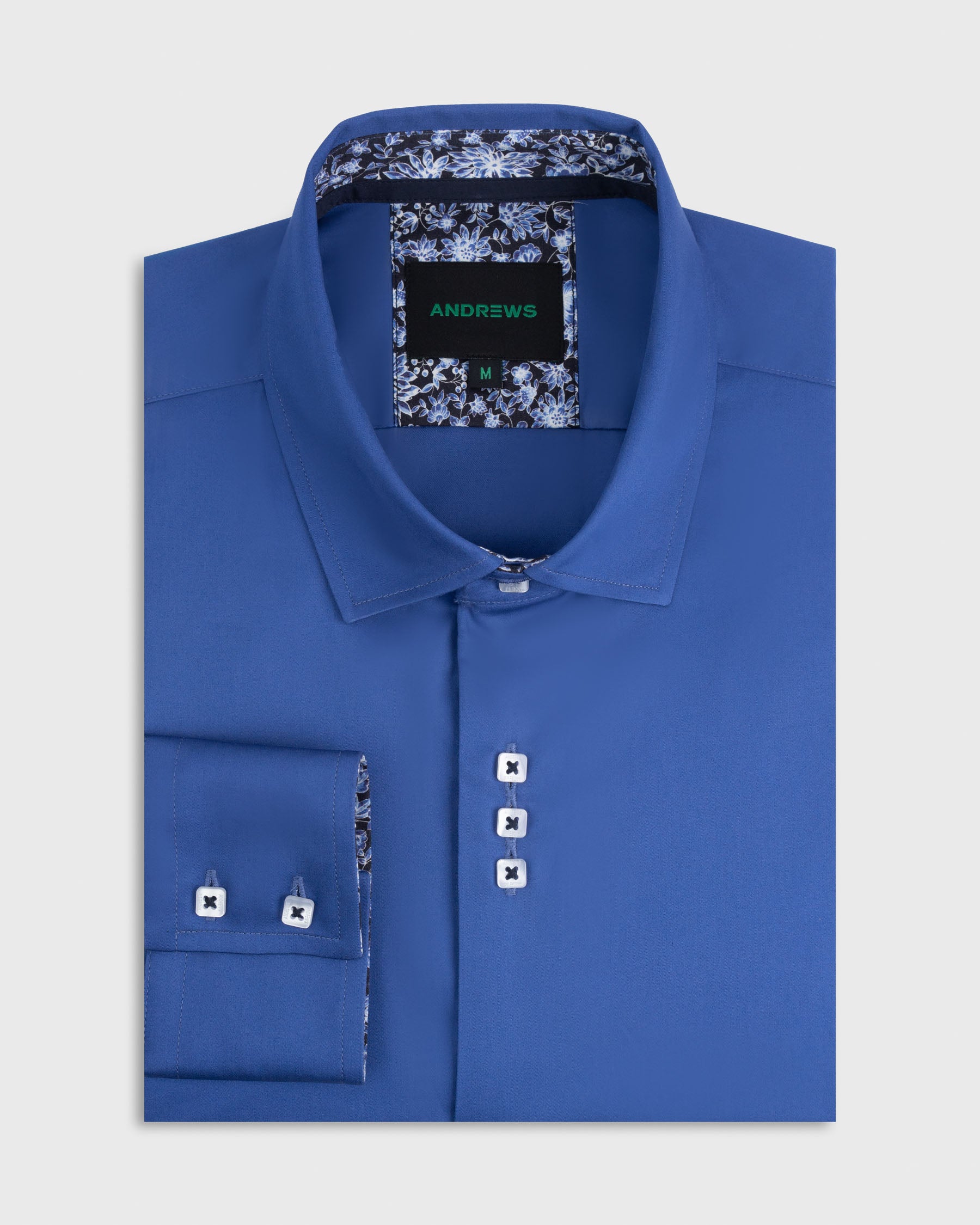 Dobby Dress Shirt - Italian Collar, Double Cuff, Regular Use, Blue