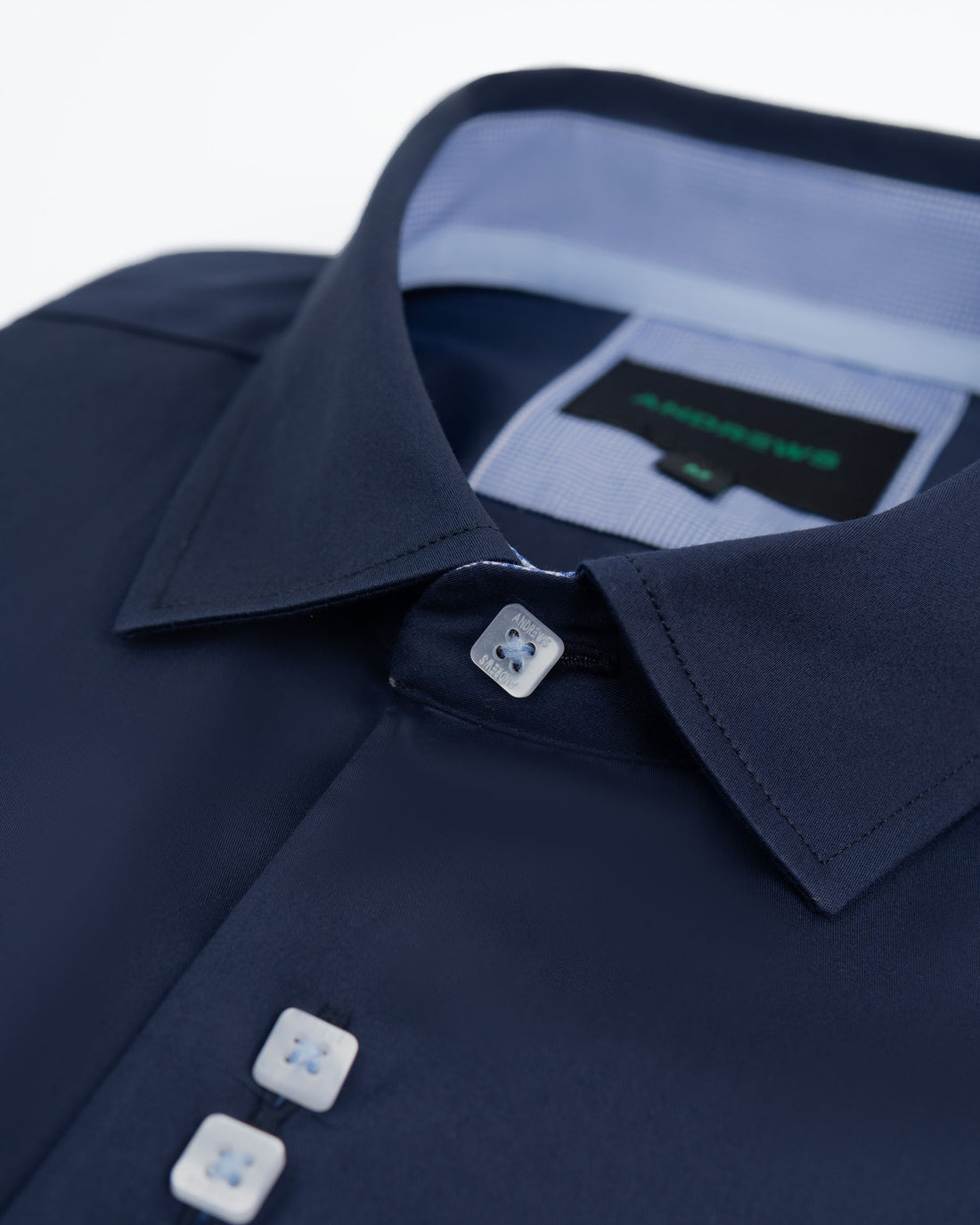 Camisa Casual - Azul con Contraste en el Puño, Cuello y Pechera