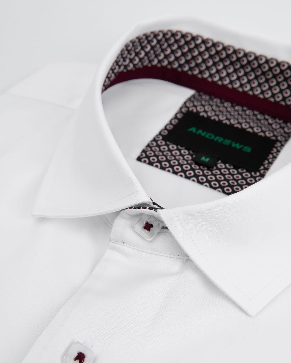 Camisa Casual - Blanco con Contraste en el Puño, Cuello y Pechera