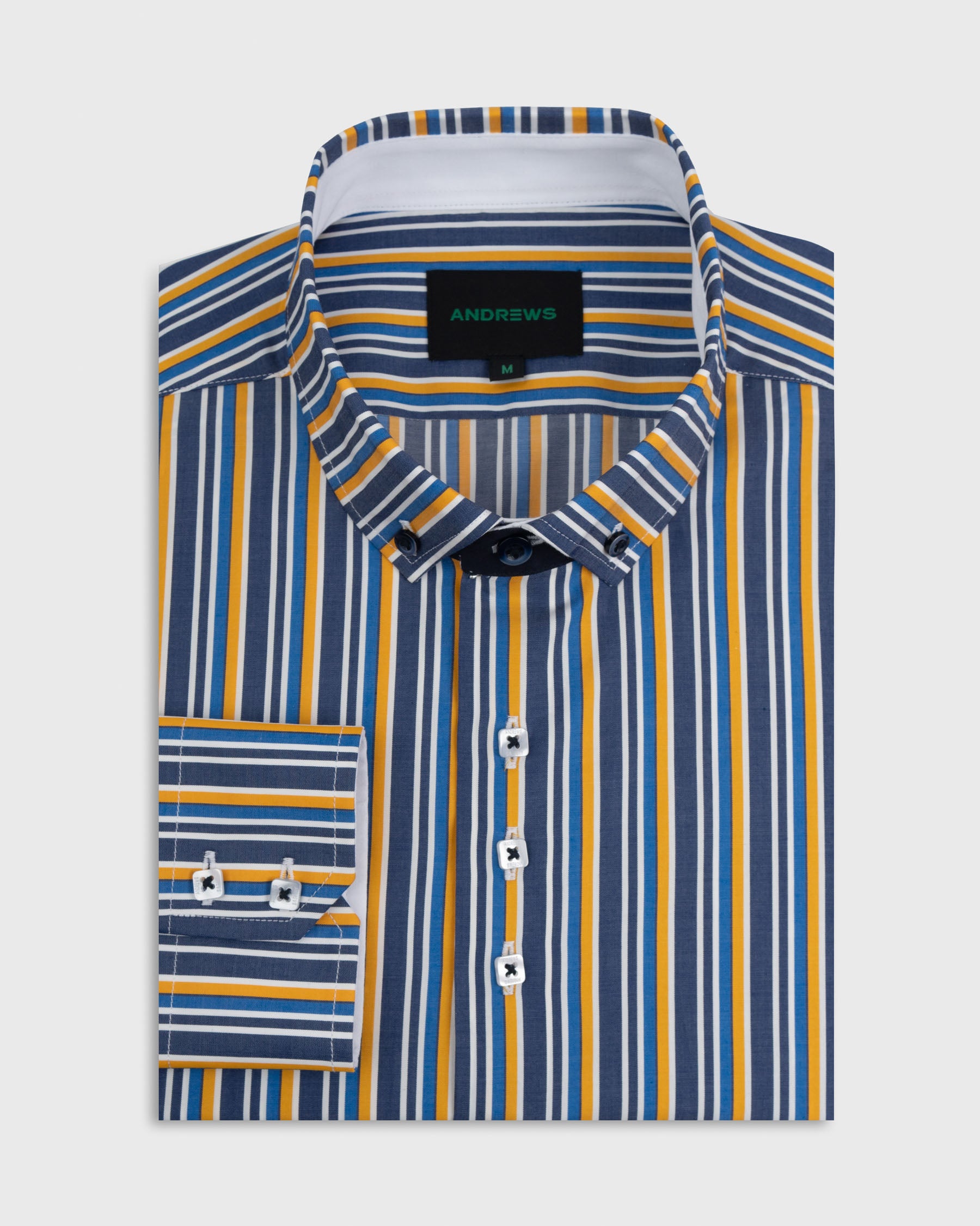 Dobby Dress Shirt - Italian Collar, Double Cuff, Regular Use, Blue