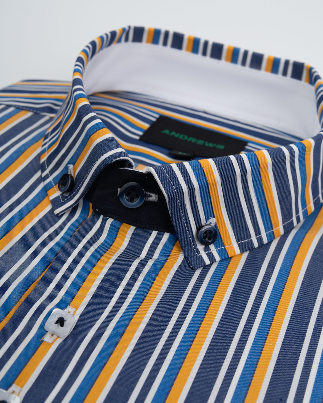 Camisa Casual - Amarillo a Rayas con detalles en el Puño y Pechera