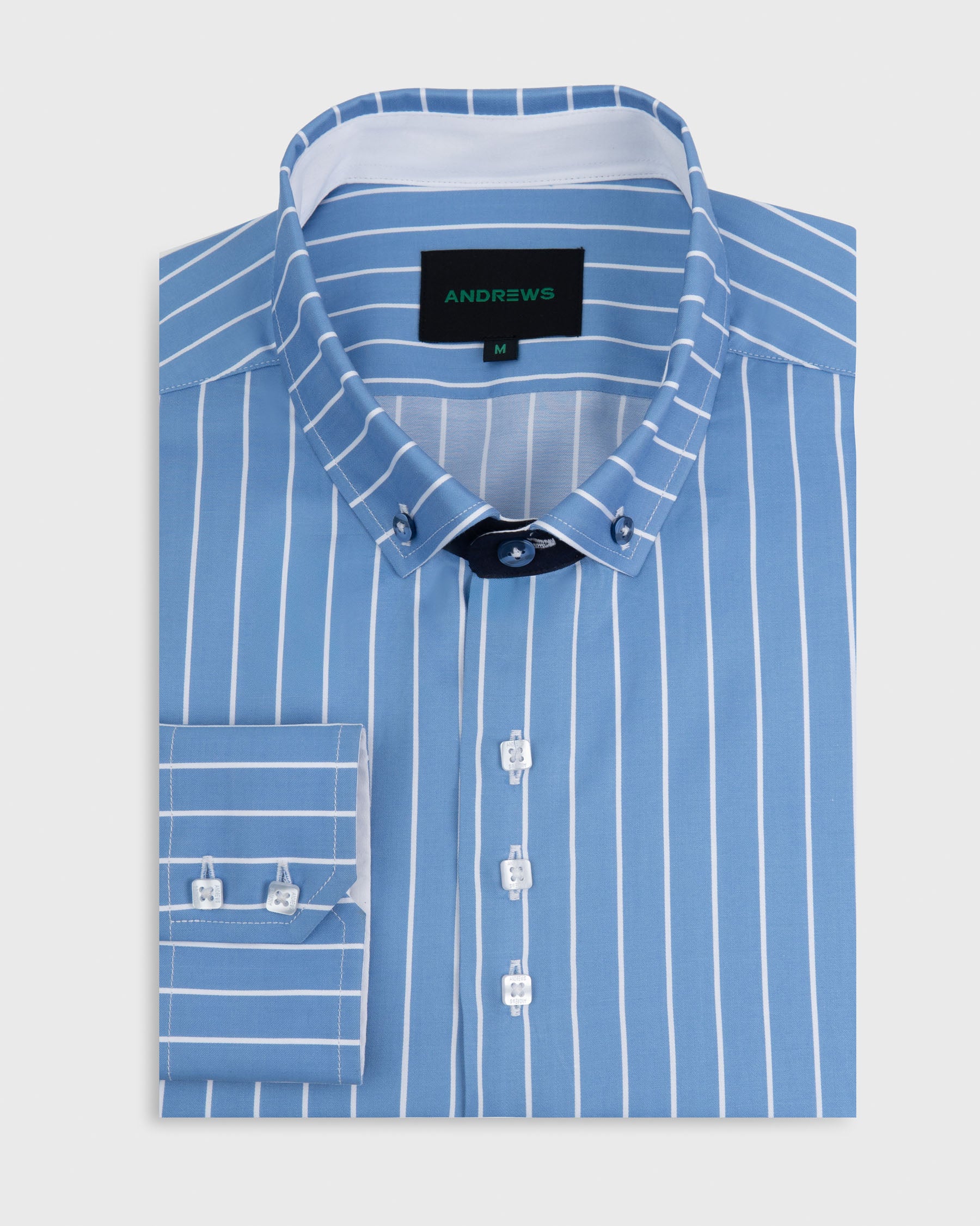 Dobby Dress Shirt - Italian Collar, Double Cuff, Regular Use, Blue