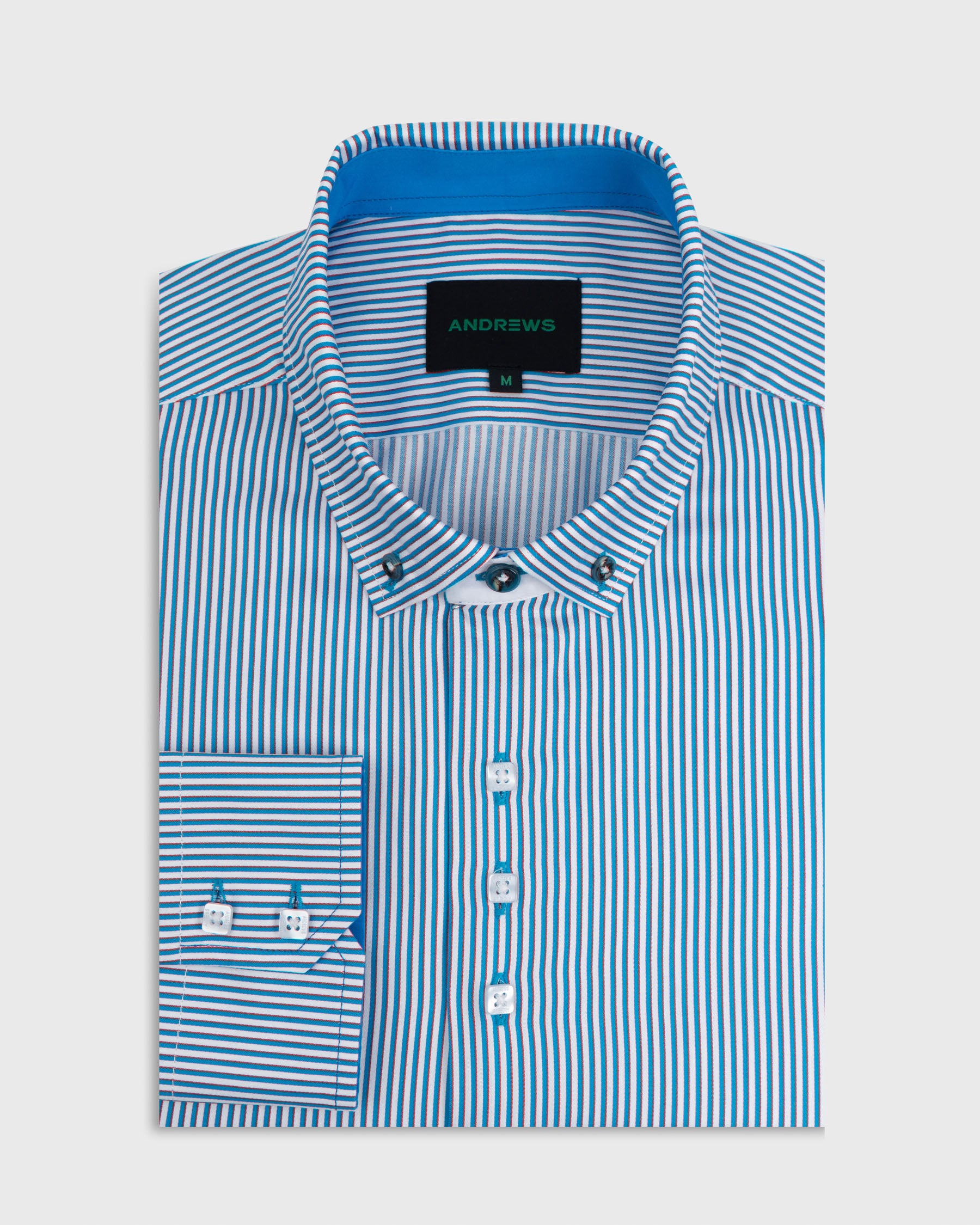Dobby Dress Shirt - Italian Collar, Double Cuff, Regular Use, Blue