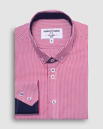 Camisa Casual Rojo a Rayas