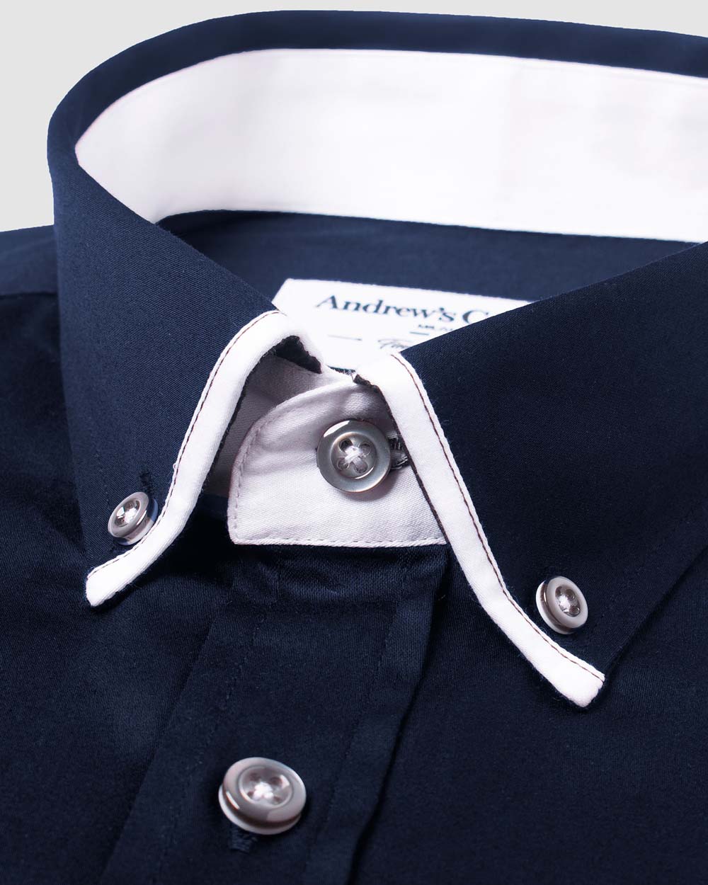 Camisa Casual popelin satin - cuello button-down  puño simple 2 botones regular azul